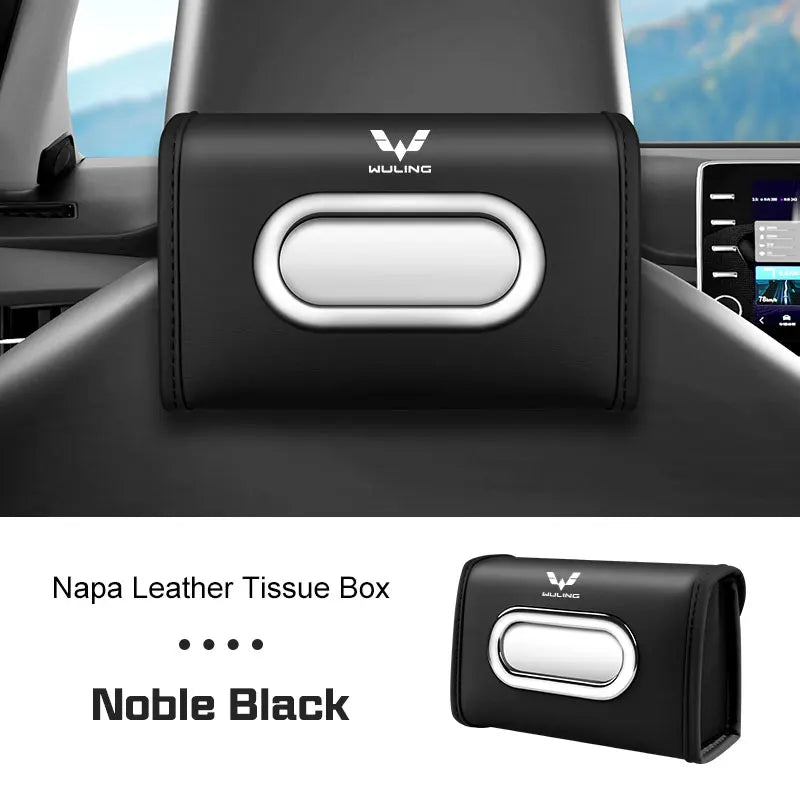 for Baojun 510 730 360 560 RS-5 530 630 Wuling Hongguang S Leather Car Tissue Bag Seat Back Hanger Kleenex Case Visor Napkin Box
