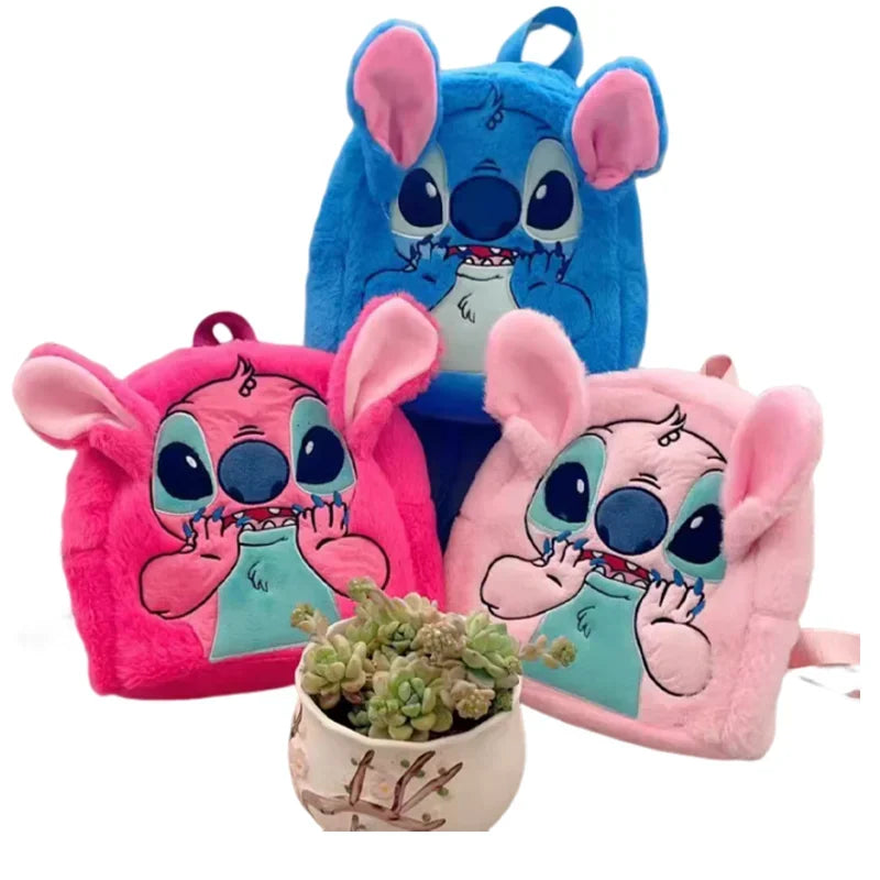 Disney  Stitch Plush New Backpack Cartoon Fashion 3d Mini Women's Backpack Large Capacity Cute Children Schoolbag High Quality!!