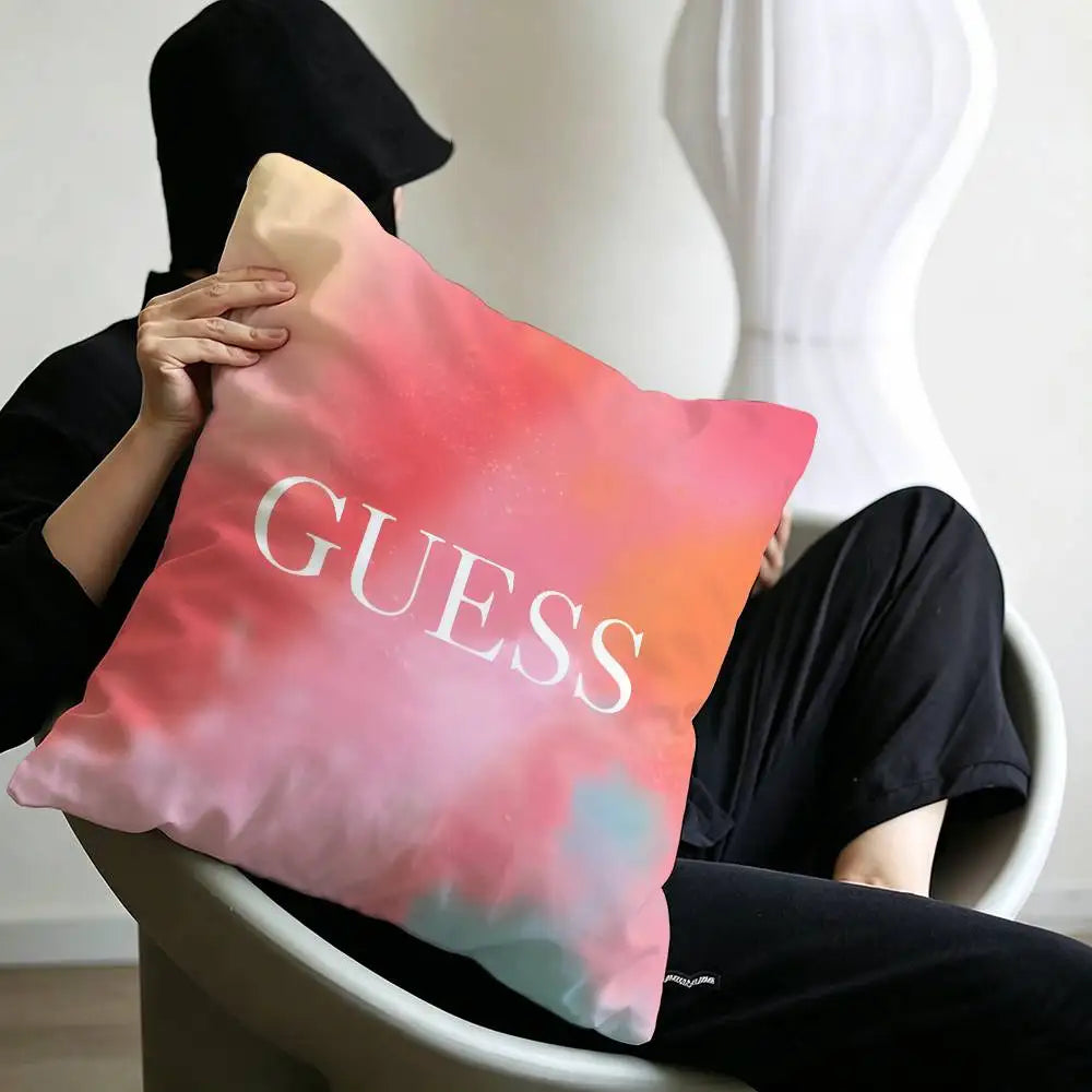 Fashion G_GuessS Logo Printed Pillow Gift Home Office Decoration Pillow Bedroom Sofa Car Cushion CoverPillow Case