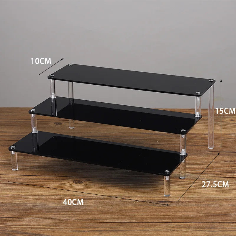 1-5 Tier Acrylic Display Stand Clear Display Riser Rack for Cupcake Perfume Doll Décor Organizer Amiibo Funko POP Figures DC05