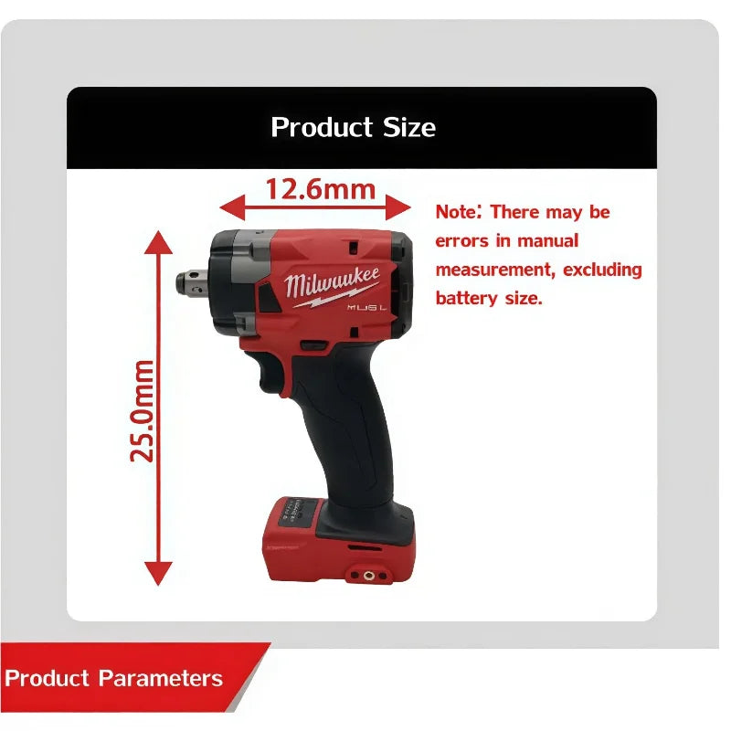 Milwaukee  Electric Cordless Wrench Brushless Screwdriver Impact Drill Power Tools Car Truck Repair For 18V Battery