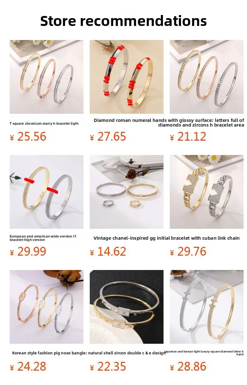 Elegant Korean Fashion Letter Bracelet Embedded with Diamonds Exquisite Open Hand Accessory Luxury Feelings for Ladies