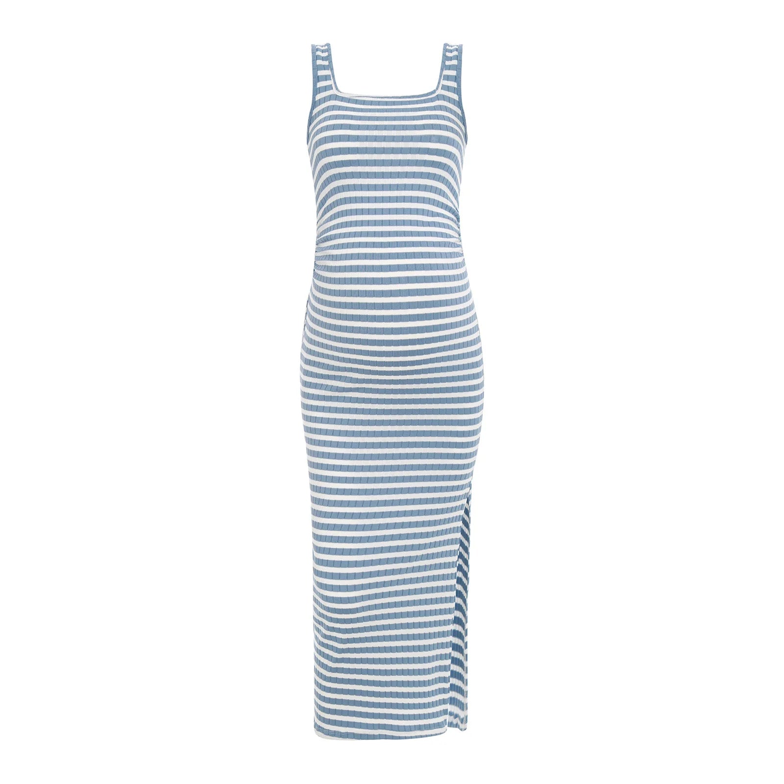Elegant Maternity Knitted Dress Solid Color Short Sleeve Split Dresses Pregnancy Women Clothes Wedding Party Casual Daily Wear