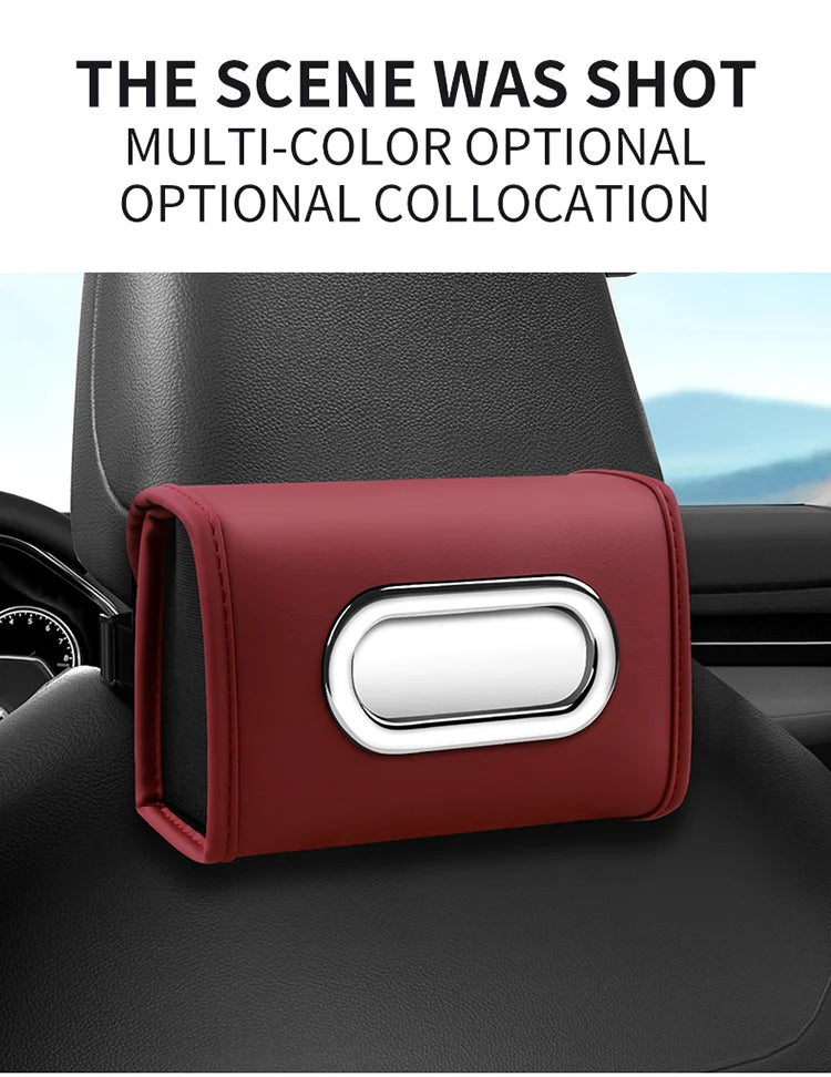 Toyota car tissue box holder flip-top design hanging car seat back tissue box PU leather high quality