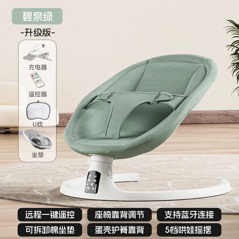 Baby Electric Rocking Chairs,Baby Bouncers Bluetooth & USB Music Baby Swing Electric 180° Rotating Seat, Multi Speed Baby Rocker