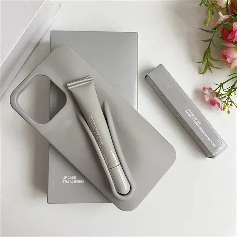 Hot Sale Lipstick Ribbon Toast Gift Set Soft Phone Case For iPhone 16E 16 15 14 13 12 11 Pro Max Plus With Box Lip Gloss Cover