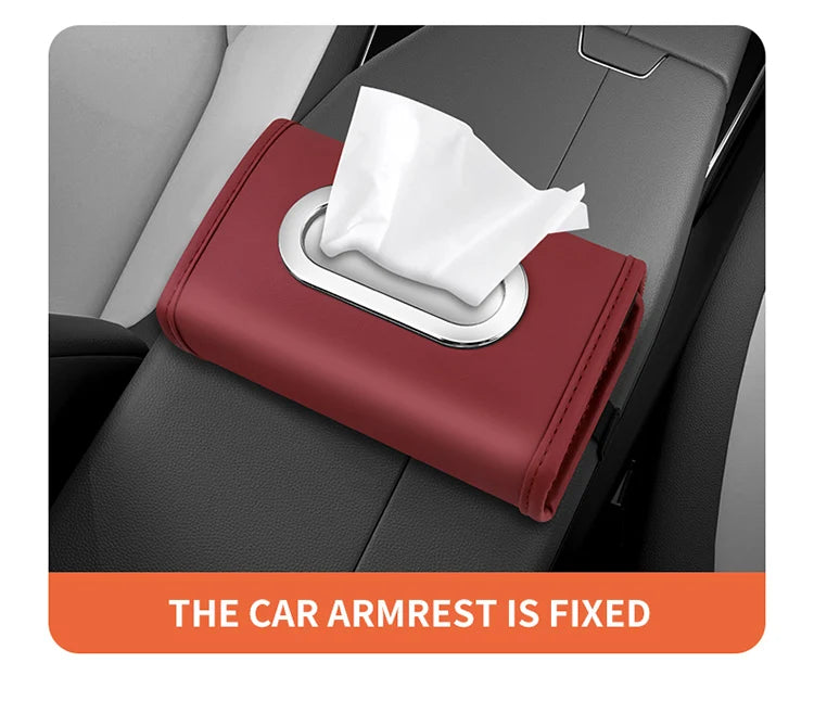 Toyota car tissue box holder flip-top design hanging car seat back tissue box PU leather high quality