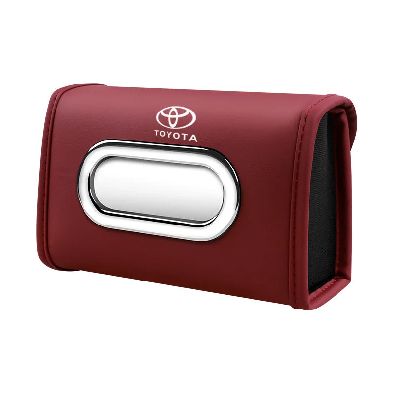 Toyota car tissue box holder flip-top design hanging car seat back tissue box PU leather high quality
