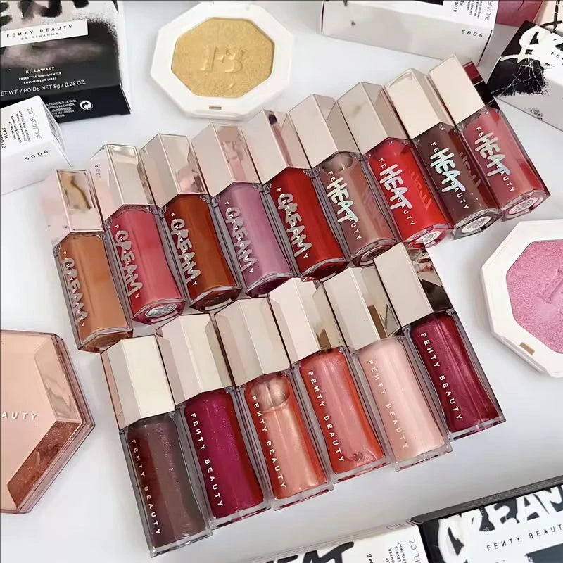 Fenty Beauty Lip Gloss Lipstick Water Gloss Highlight Mirror Lasting FUSSY HEAT RIRI Sparkling Charming Lady Lip Care Cosmetics
