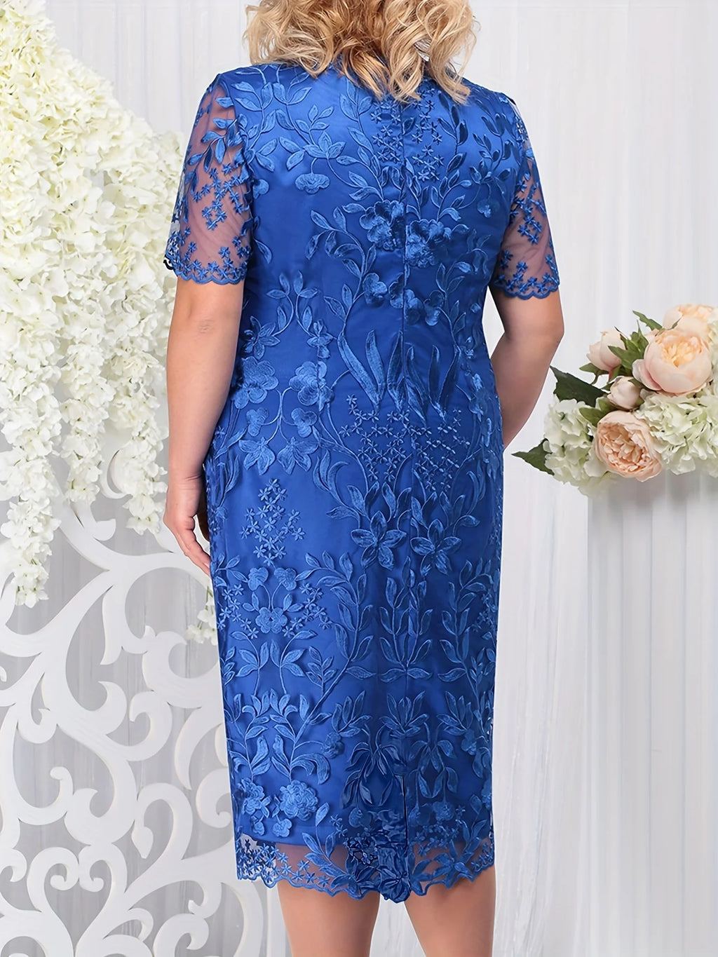 Plus size Women's Dress New Large Size Women's Dress Spliced Embroidered Lace Slimming Slim Fit Cocktail Dress7134259#