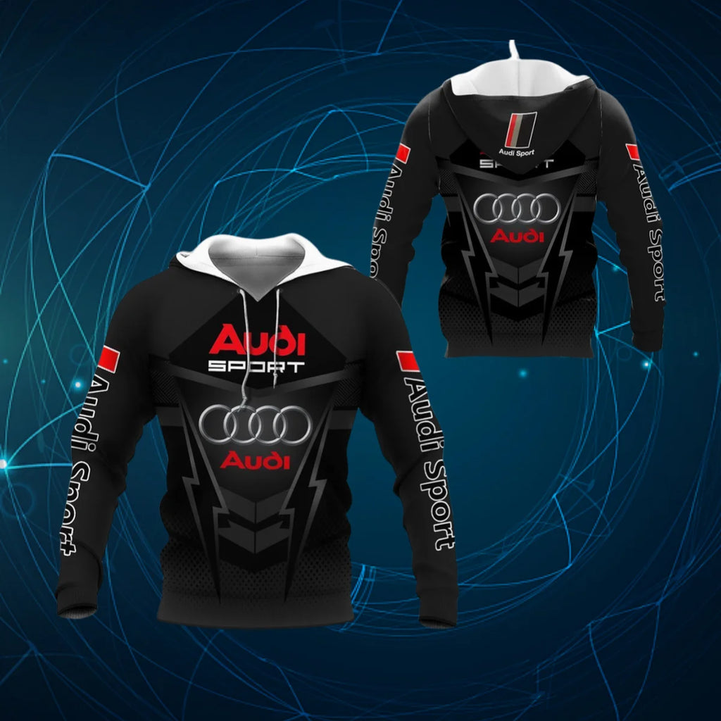 Audi Autumn and Winter Best-selling Adult Hoodie 3D Printing Breathable and Comfortable Men's Sports and Leisure Hoodie MOTO