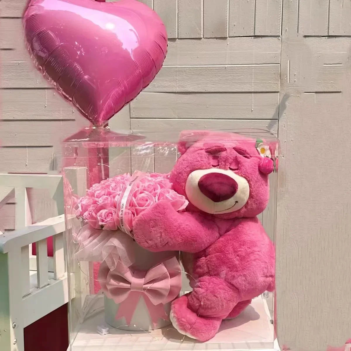 Disney Lotso Rose Romantic Creative Cute Eternal Flower Pink Bouquet Soap Flower  Birthday Gift Valentine'S Day Gift