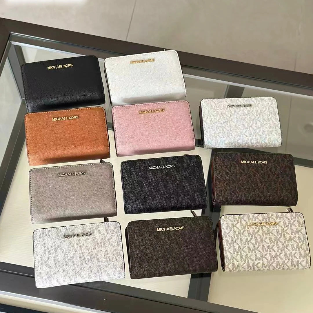 2026 New Michael Kors Women's Fashion Luxury Men's and Women's MK Leisure High end Wallet Card Bag Folding Versatile Zero Wallet