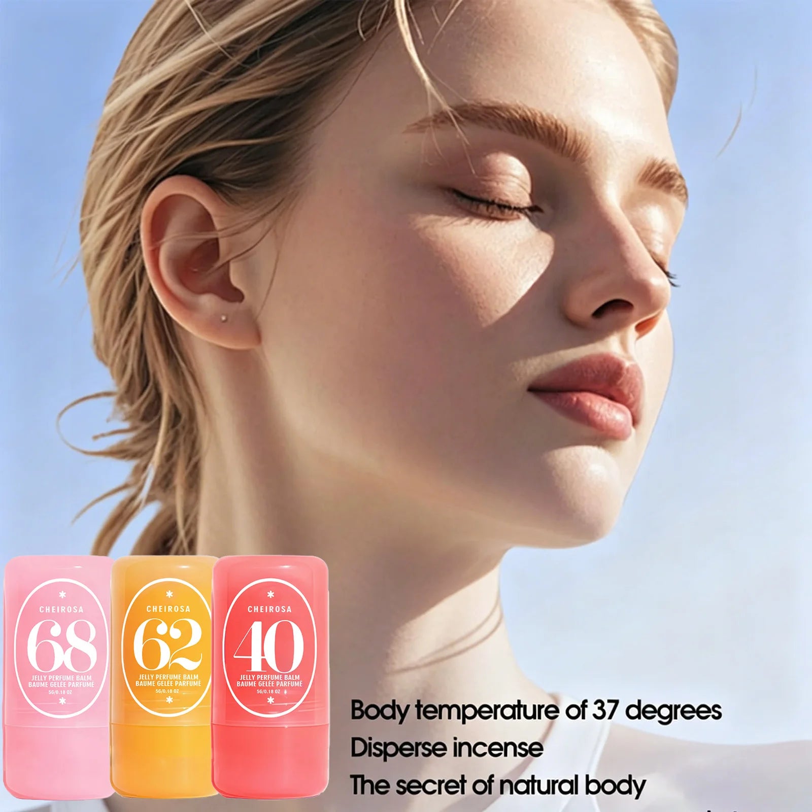 Jelly Solid Perfume Balm Set – 3 Scents Long Lasting Fresh Light Scent Portable Travel Size Deodorant Balm for Men & Women