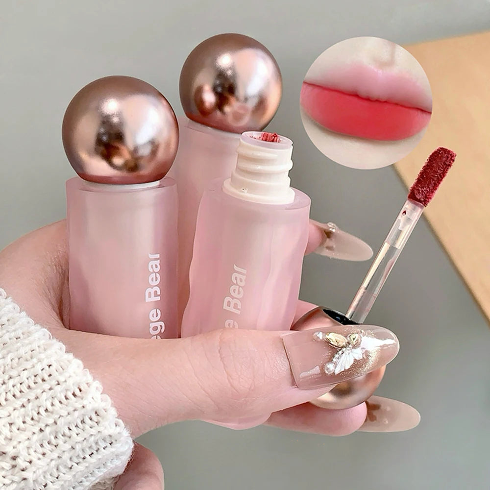 Gege Bear Velvet Matte Lip Mud, Soft, High Pigment for Long-lasting Wear, and Brightening Velvet Matte Finish Lip Color