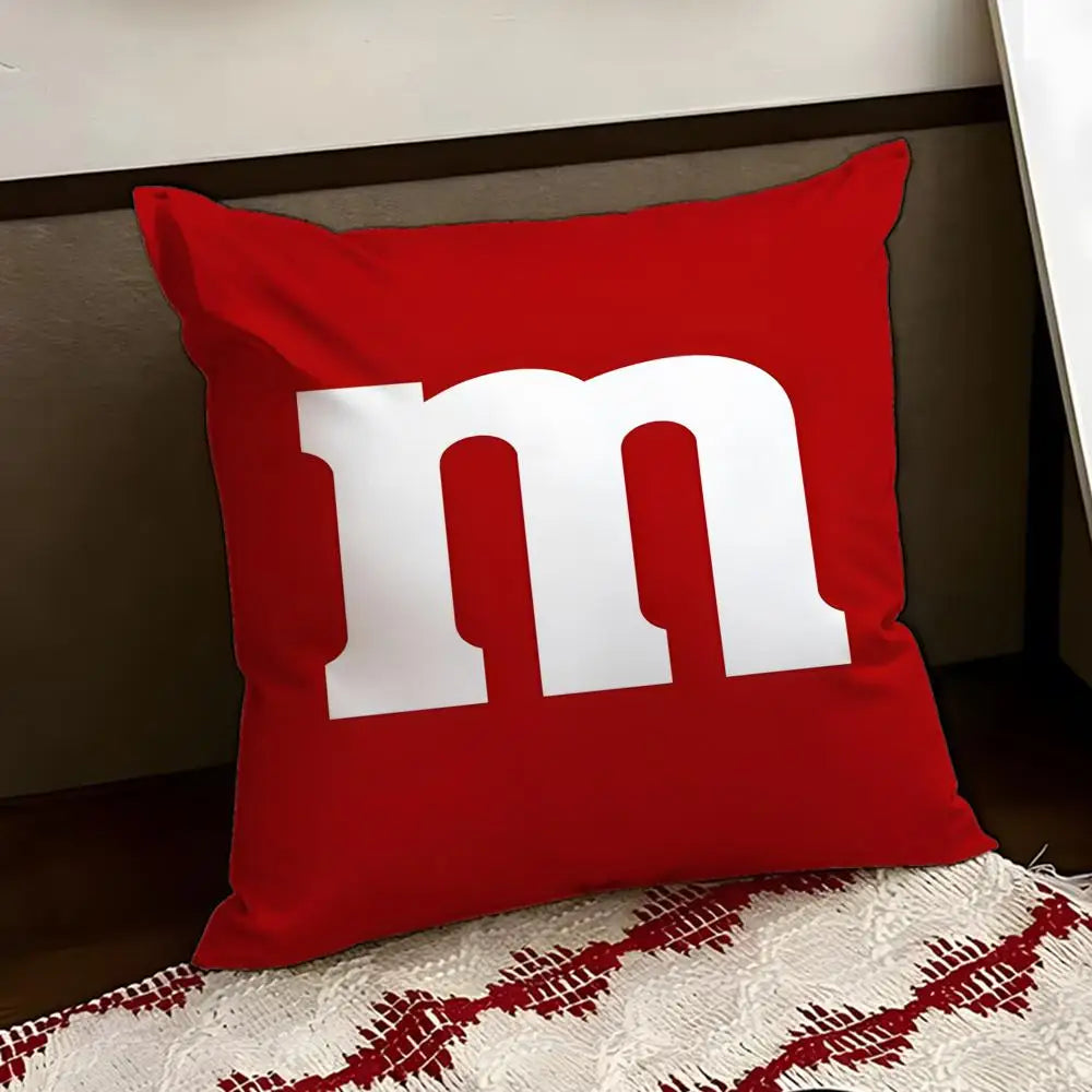 cartoon M-M&M's Cushion Cover Reversible Soft Durable Pillow Cover Home & Car Multi-Scene Use for Daily Comfort