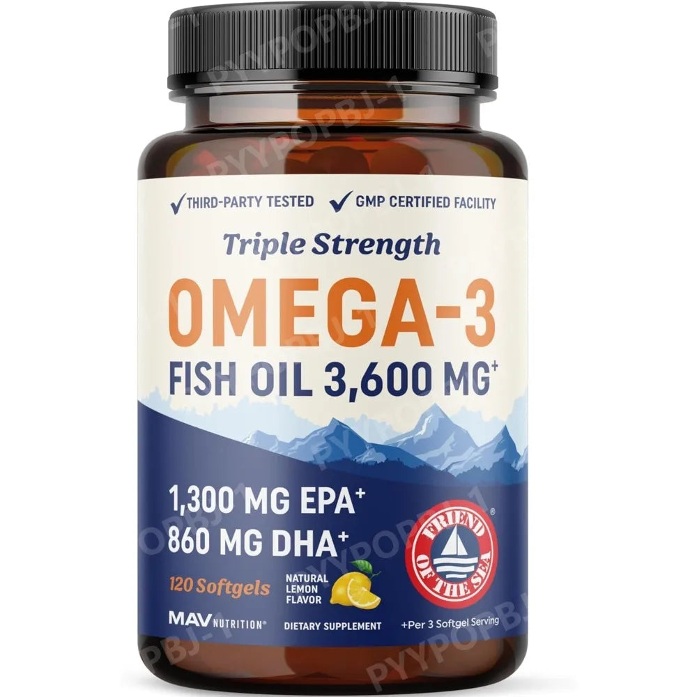 Omega 3 3600 Mg Aceite De Pescado EPA 1300 Y DHA 860 Suplemento Alimenticio De Alta Potencia | Fórmula Sin Eructos| 60 Cápsulas