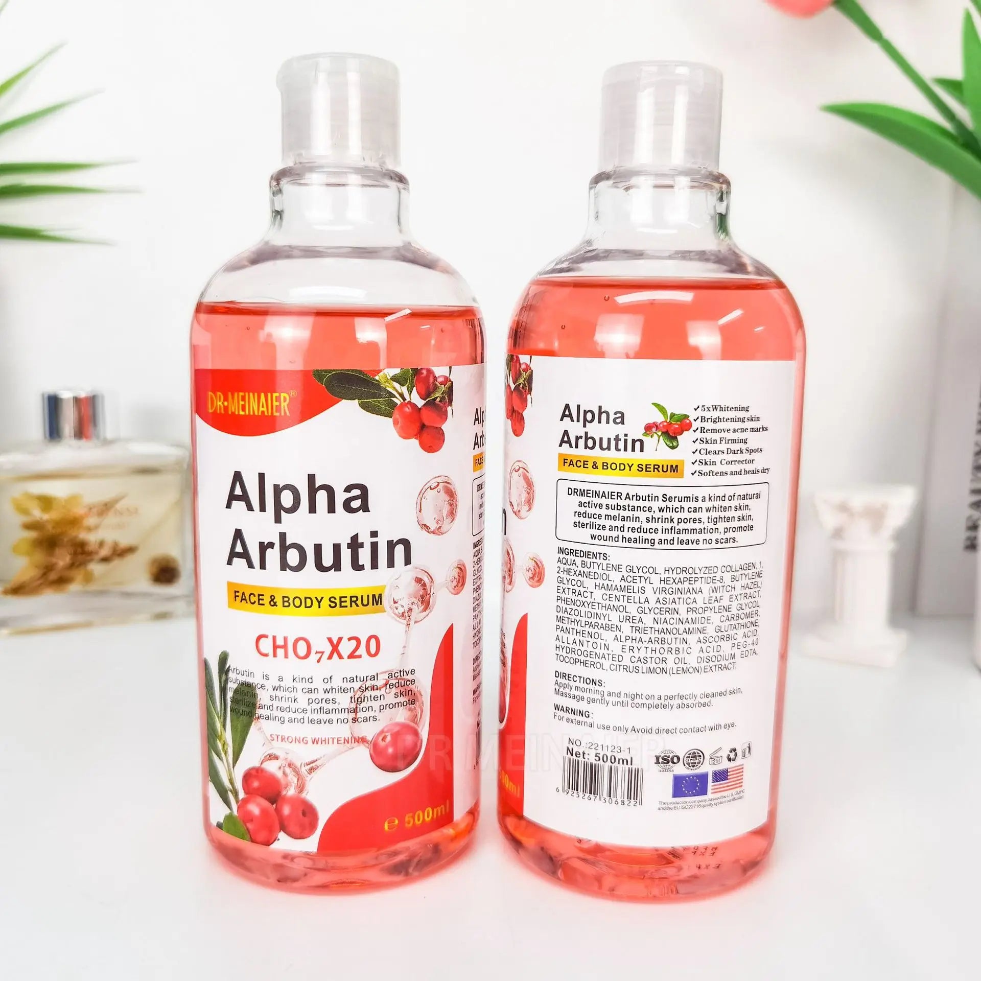 500ml Hyaluronic Acid, Nicotinamide Vitamin C AHA Face Serum Spots Eraser Corrector Whitening Moisturizing Lightening Body Serum