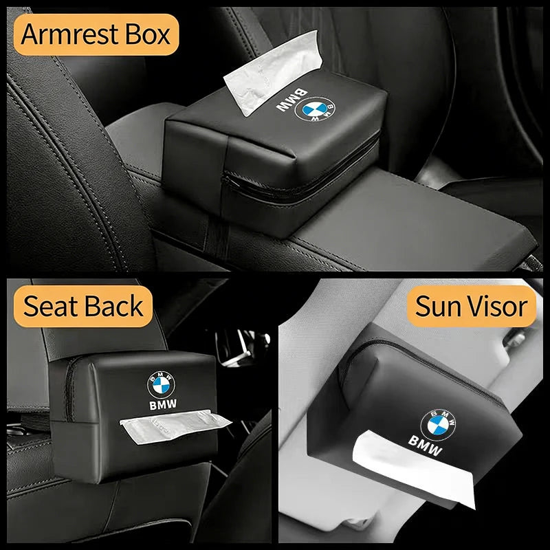 BMW Car Tissue Storage Bag Paper Towel Organizer For M3 M4 M5 G42 G30 G20 E39 E36 E87 E53 F44 F07 F34 G15 G16 G23 G22 X7 X5 F10