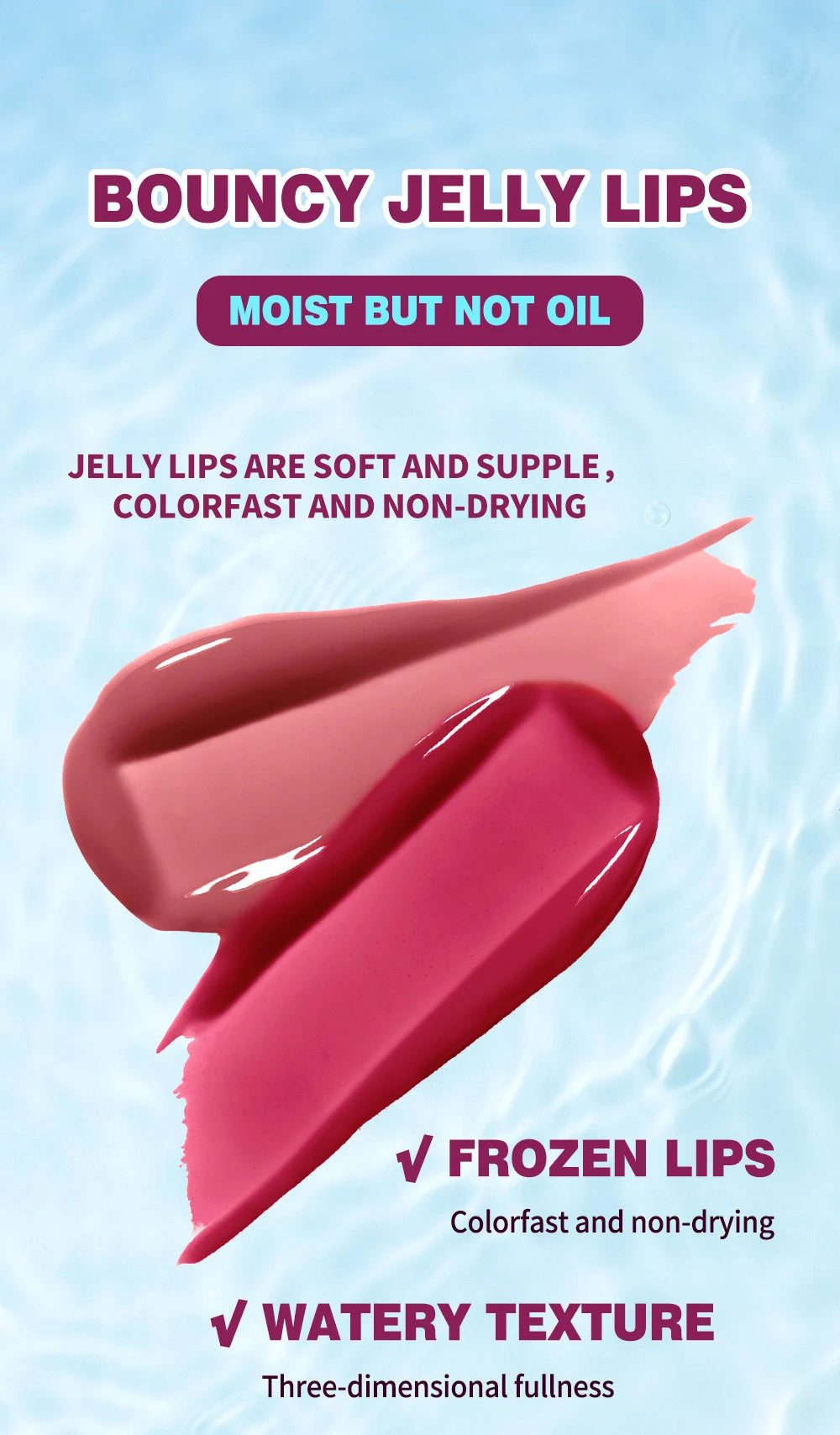 QIBEST Hydrating Crystal Lip Gloss Easy to Fade Mirror Water Glazed Lip Glaze Long Lasting Moisturizing Gloss Lip Tint Cosmetics
