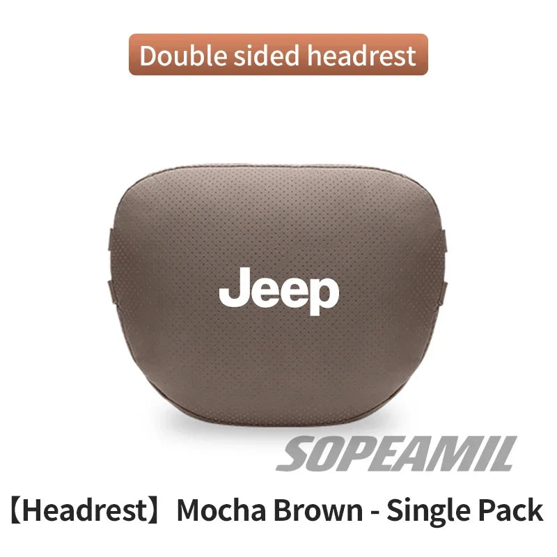 Car Suede Leather Headrest Seat Waist Cushion Pillow Jeep Patriot Commander Renegade Compass Grand Cherokee Wrangler Gladiator
