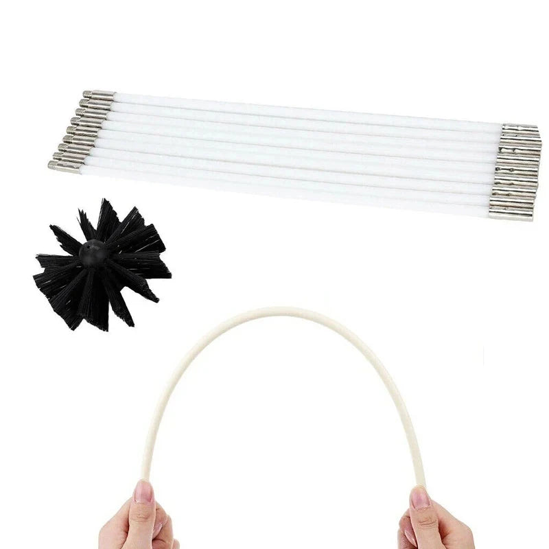 Flexible Chimney Cleaning Brush Extendable Flexible Dryer Vent Cleaner Soft Bristle Effective Air Duct Cleaning Tool