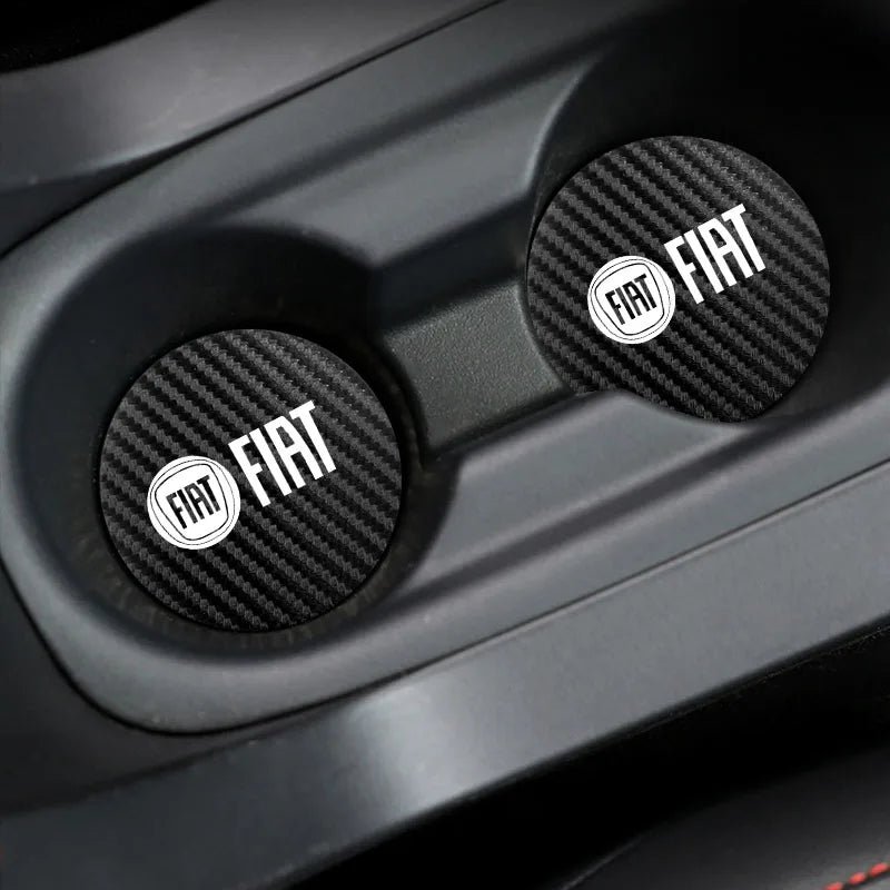 2Pcs Car Logo Silicone Water Cup Pad Cushion For Fiat Abarth 500 Tipo FR Panda Argo Freemont Viaggio Bravo Punto Doblo Pulse