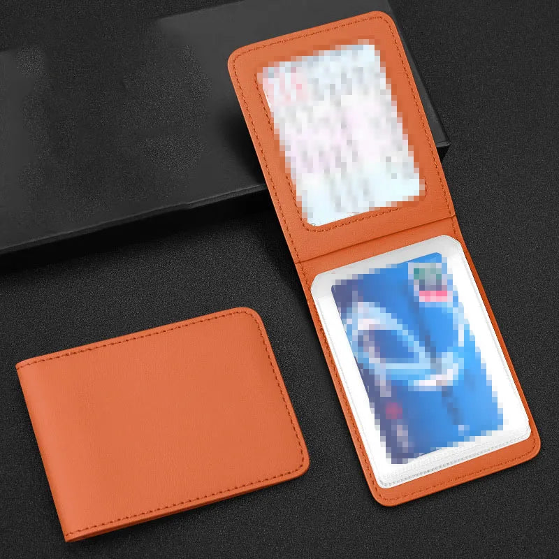 Car leather card storage bag,multi-transparent card position,car accessories,for Ford Mustang Logo Raptor Fusion Explorer Focus