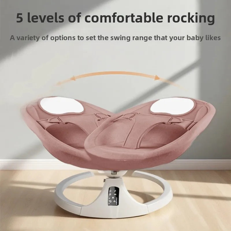 Baby Electric Rocking Chairs,Baby Bouncers Bluetooth & USB Music Baby Swing Electric 180° Rotating Seat, Multi Speed Baby Rocker