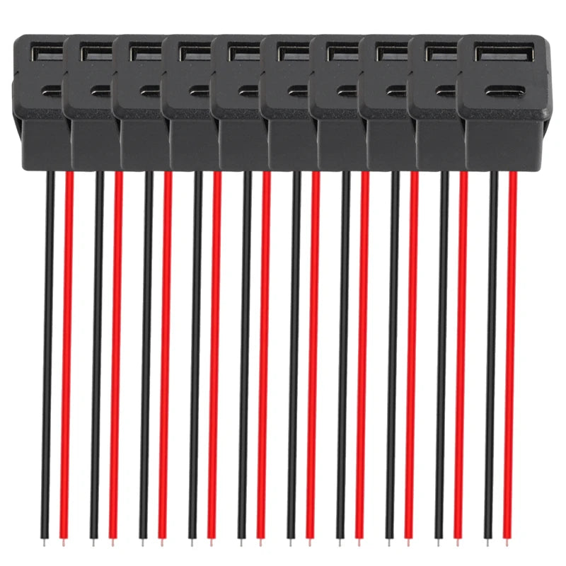 Black Double Layer Usb Female Type-C Socket Car Accessories 1-10pcs Usb Lamp Charging Female Power Socket with Cable Connector