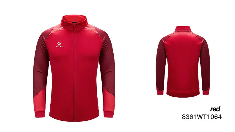 KELME Men's Running Jacket Football Sport Training Coat Windproof Fitness Jogging Sportwear Warm Lamb Woll Jackets 8361WT1064