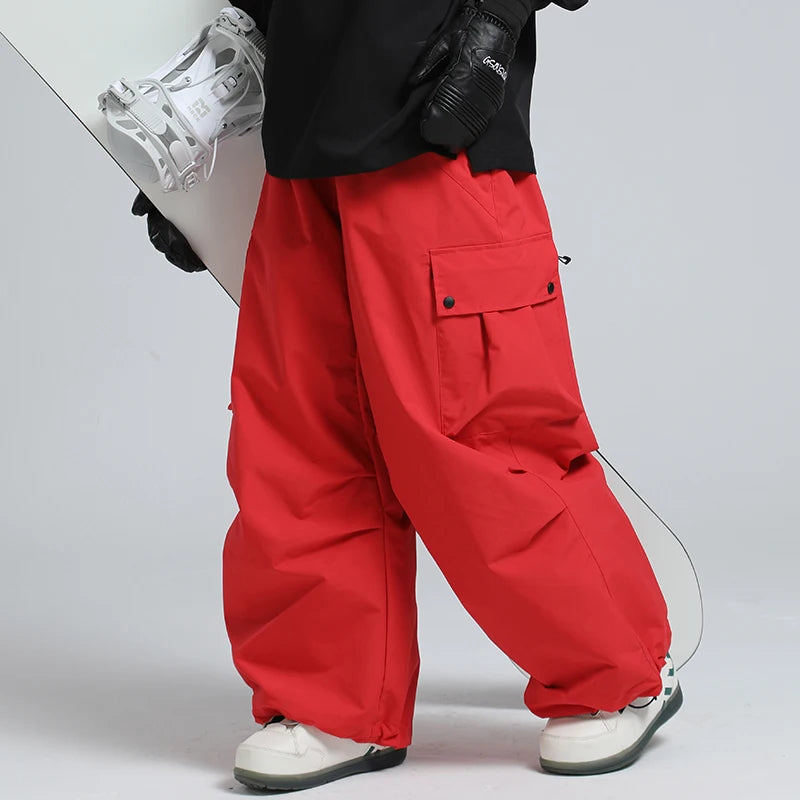 2025 GSOU SNOW New Winter Outdoor Loose Waist Ski Pants For Women  Men Waterproof And Warm  Professional Snowboard Ski Pants