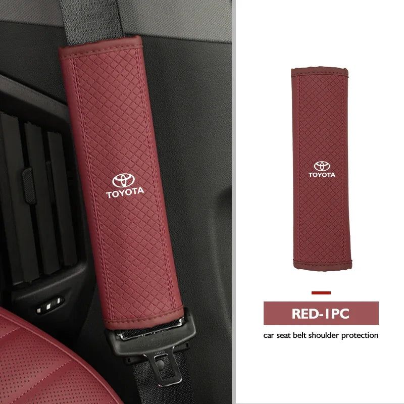 Leather Car Seat Belt Protector Pad Shoulder Strap Cover For Toyota Corolla Prius Auris CHR Land Cruiser Camry Avalon