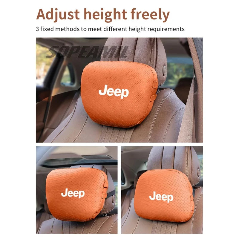 Car Suede Leather Headrest Seat Waist Cushion Pillow Jeep Patriot Commander Renegade Compass Grand Cherokee Wrangler Gladiator