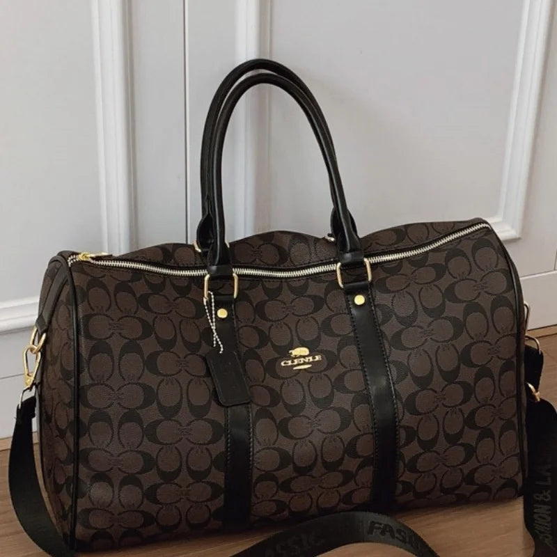 Weekend Getaway Large Duffle Travel Bag, Monogram Canvas Carry On Bag for Business Trip Gym Overnight