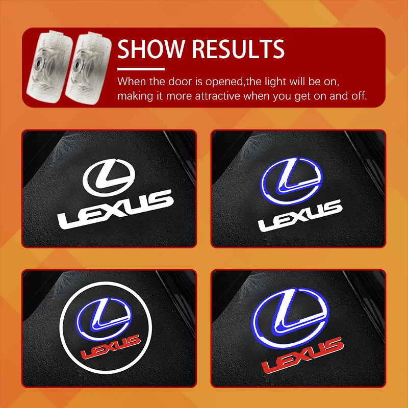 LED Car Door Logo Projector Ghost Shadow Welcome Light For Lexus ES250 ES300 ES350 RX300 LX470 LX570 ES RX GX UX RC Accessories