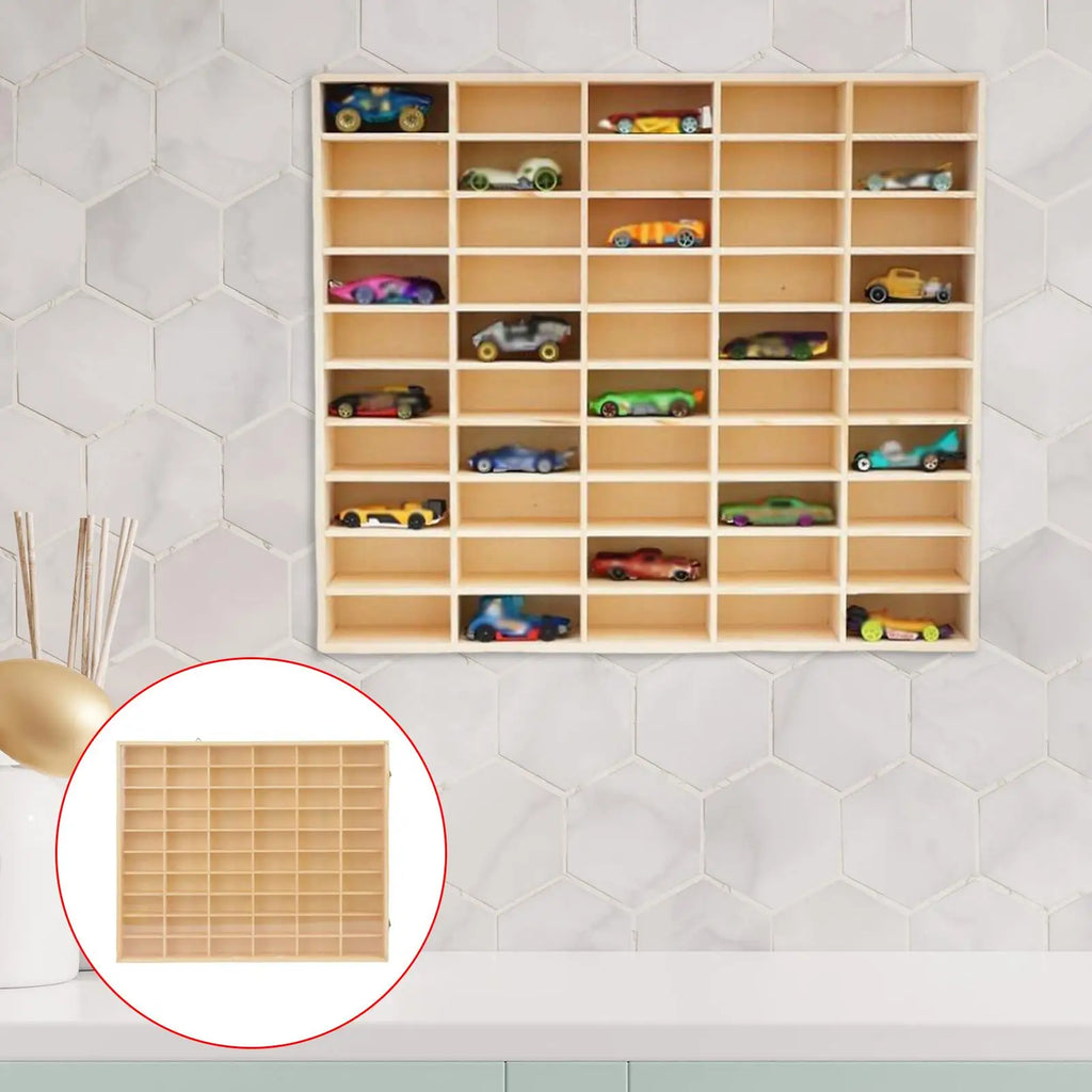 Wooden Multi-Grid Box Car Storage Display Box Hand-Held Storage Box Multi-Layer Display Cabinet Wall Toy Display Rack Stand