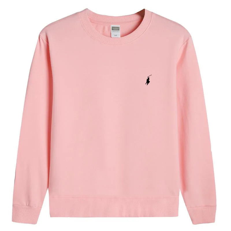 RL embroidered sportswear cotton men's spring and autumn thin style long sleeved men's round neck pullover top men's clothing