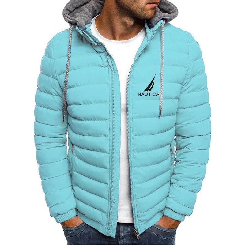 Brand oversized down jacket NAUTICA men's detachable hat thickened hooded cardigan drawstring winter thickened warm jacket top