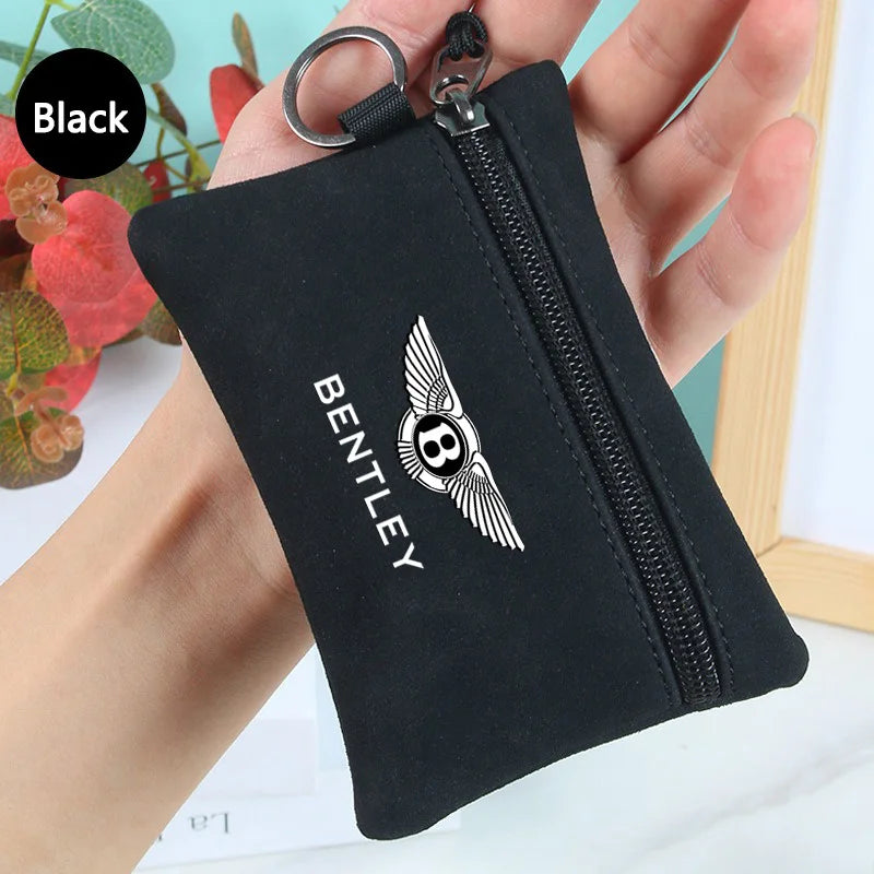 Portable Suede Car Key Bag Zipper Wallets Card Coins Pouchs For Bentley Flying Spur Continental GT Bentayga Mulsanne Accessories