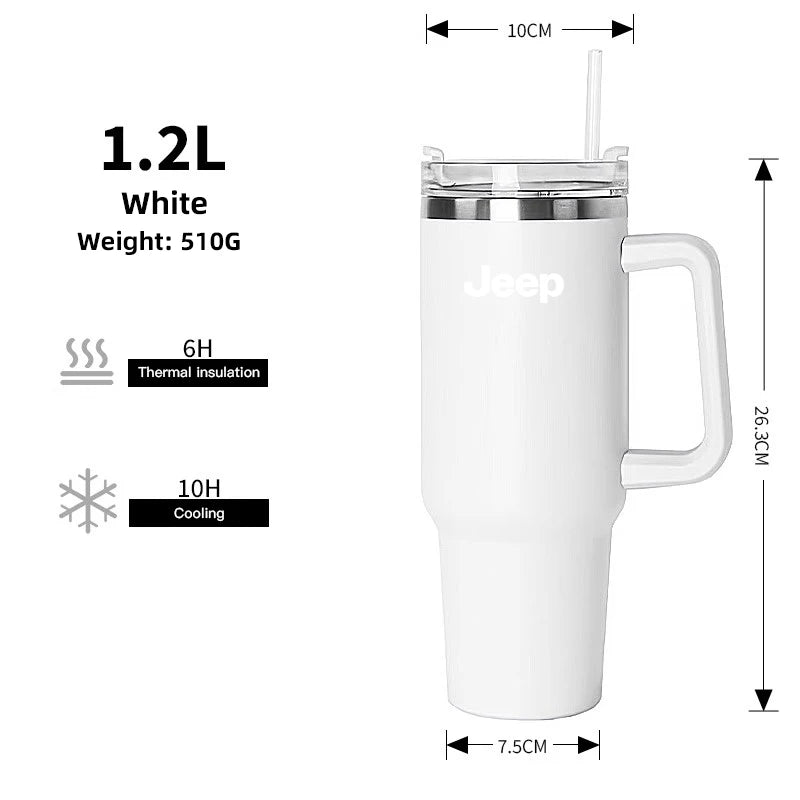 1200ML Car Mug Vacuum Cup 304 Stainless Steel Thermos For Jeep Grand Cherokee Wrangler JK Gladiator Compass Renegade Wagoneer