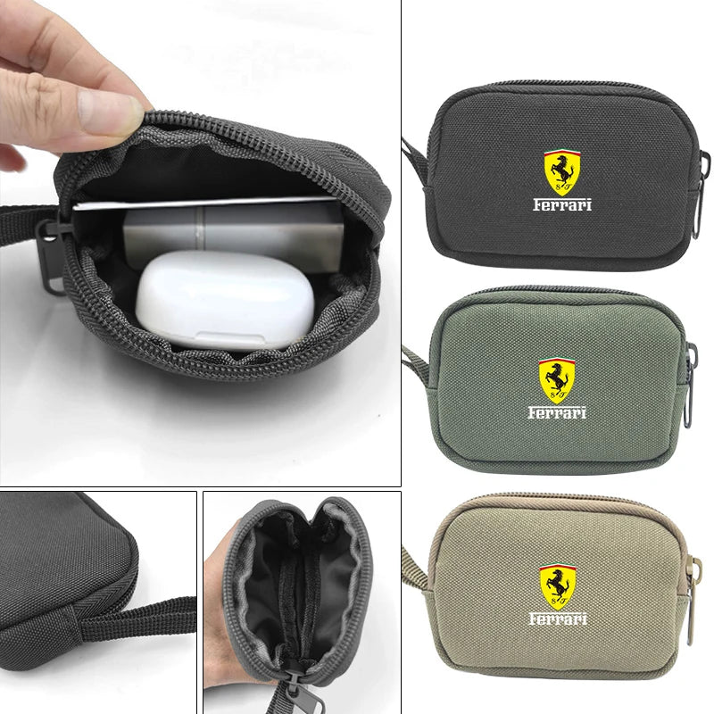 Car Logo Portable Mini Coin Purse Key Bag Storage Bag for Ferrari Series 296 GTB GTS Roma Purosangue 812 Competizione SF90 F8