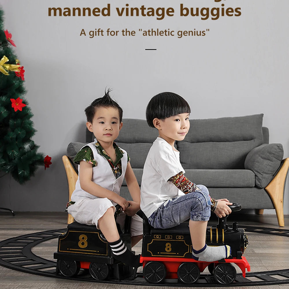 Child Electric Train Kids Riding Toy Ailway Classical  Model Can Carry Train Rail Car Children's Baby Walker Stroller Toys Gifts