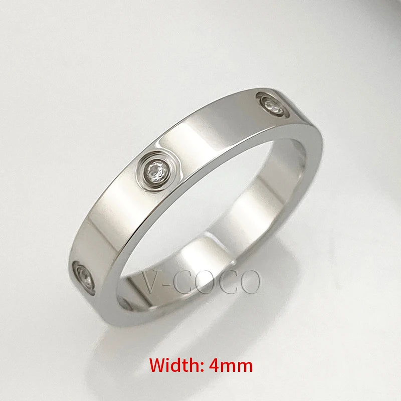 Classic Love Ring for Women Men Couple 18K Gold plated Stainless Steel Crystal Rings Cubic Zircon Wedding Ring Luxury Jewelry