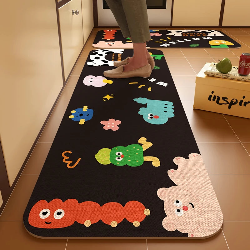 VIKAMA Budding Diatomite Carpet Scandinavian Style Non-Slip Water-Absorbent Mute Kitchen Breakfast Area Home Decoration