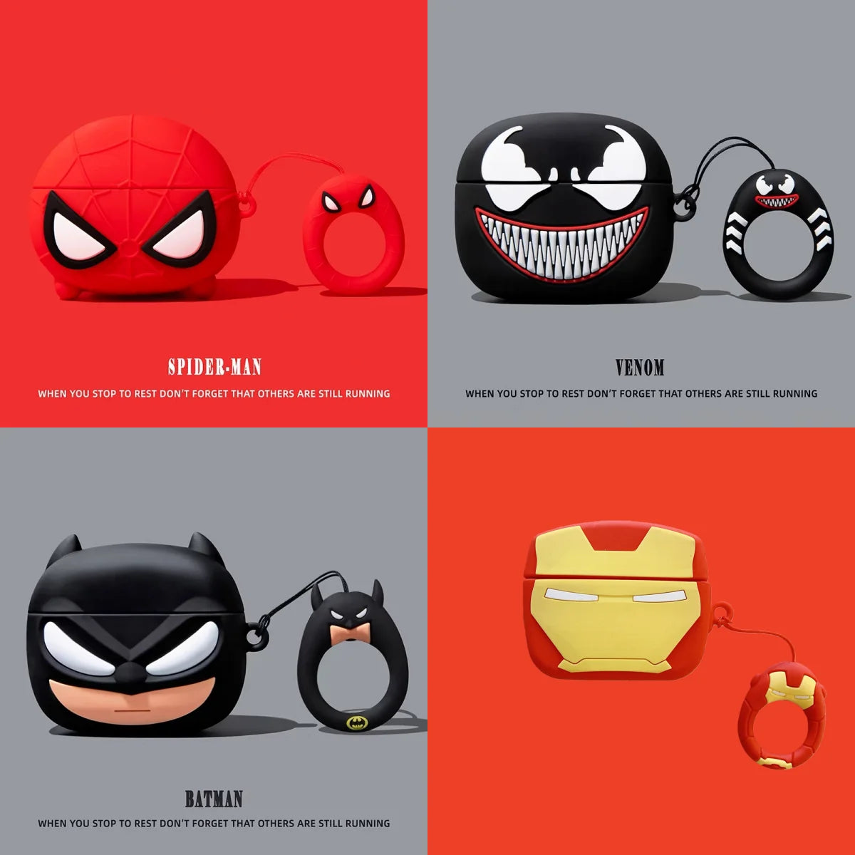 Venom For Airpods Pro 3 pro 2 Case Spider-Man Iron Man Captain America Protective Earphone Silicone Cover For Airpods 1 2 3 4