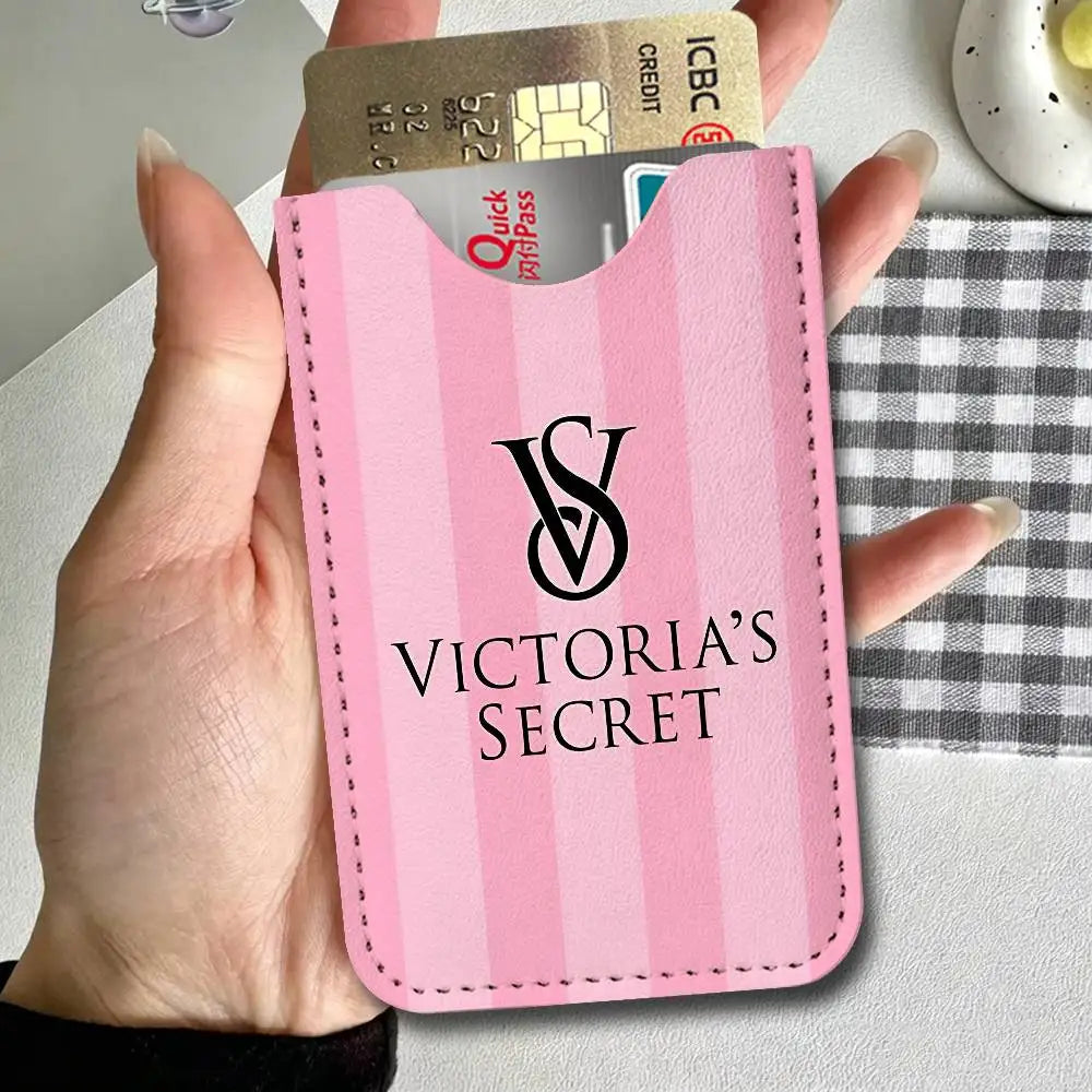 Classic Logo V-VictoriaS S-Secret Leather Card Wallet Soft Lightweight Portable Credit ID Card Holder Daily Commute Card Case