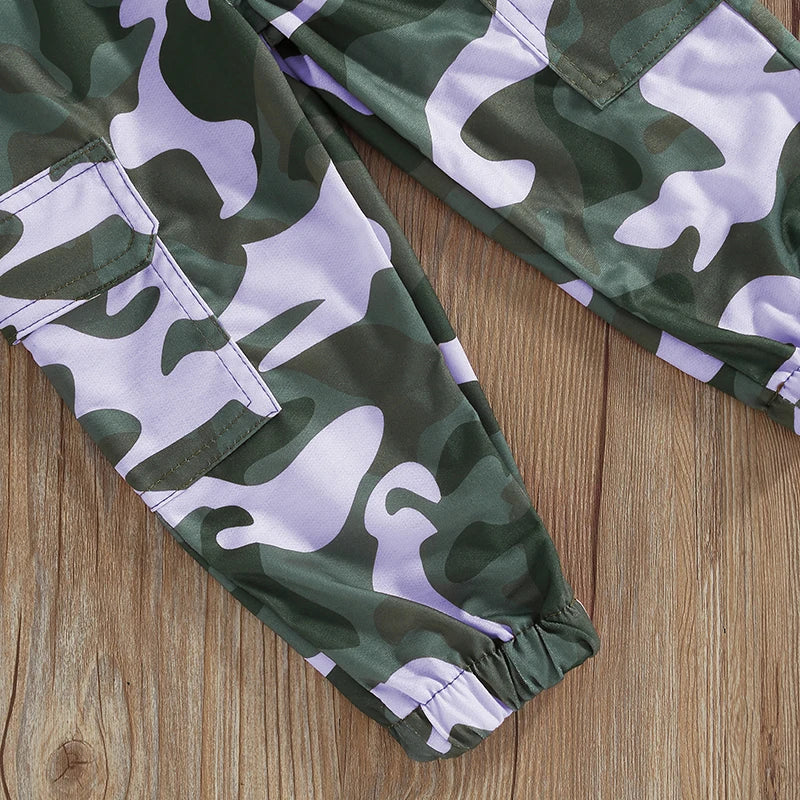 Toddler Girls Clothes 2T 3T 4T 5T Fall Outfits Baby Pullover Sweatshirt & Camouflage Pants Set Kids Winter Sweatsuit
