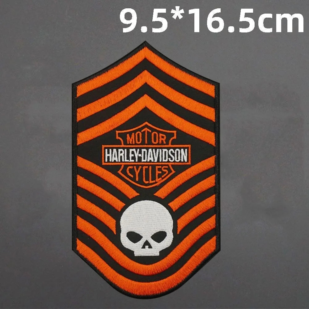 New Harley Davidson Punk Embroidered Patches on Clothes Iron on Patches for Clothing Jacket Badge DIY Biker Appliques Stirpes