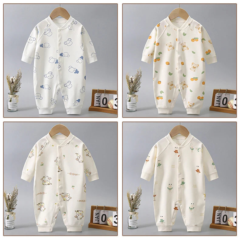 Baby Autumn Clothes Long Sleeved Spring and Autumn Jumpsuit, Pure Cotton Baby Climbing Clothes Boneless Single Breasted Hoodie